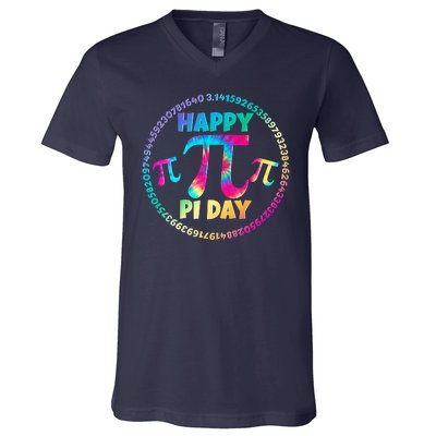 Happy Pi 3.14 Day Rainbow Tie Dye V-Neck T-Shirt