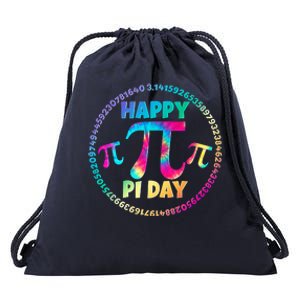 Happy Pi 3.14 Day Rainbow Tie Dye Drawstring Bag