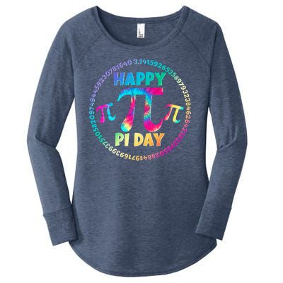 Happy Pi 3.14 Day Rainbow Tie Dye Women's Perfect Tri Tunic Long Sleeve Shirt