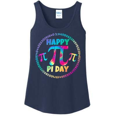 Happy Pi 3.14 Day Rainbow Tie Dye Ladies Essential Tank