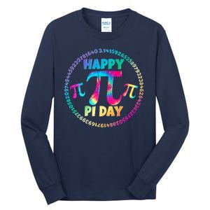 Happy Pi 3.14 Day Rainbow Tie Dye Tall Long Sleeve T-Shirt