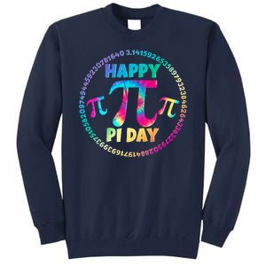 Happy Pi 3.14 Day Rainbow Tie Dye Tall Sweatshirt