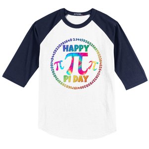 Happy Pi 3.14 Day Rainbow Tie Dye Baseball Sleeve Shirt