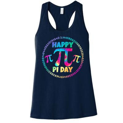 Happy Pi 3.14 Day Rainbow Tie Dye Women's Racerback Tank