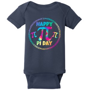 Happy Pi 3.14 Day Rainbow Tie Dye Baby Bodysuit