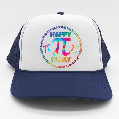 Happy Pi 3.14 Day Rainbow Tie Dye Trucker Hat