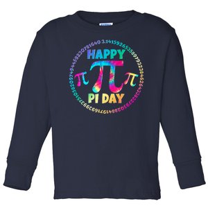 Happy Pi 3.14 Day Rainbow Tie Dye Toddler Long Sleeve Shirt