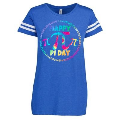 Happy Pi 3.14 Day Rainbow Tie Dye Enza Ladies Jersey Football T-Shirt