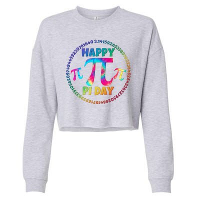 Happy Pi 3.14 Day Rainbow Tie Dye Cropped Pullover Crew