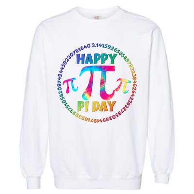 Happy Pi 3.14 Day Rainbow Tie Dye Garment-Dyed Sweatshirt