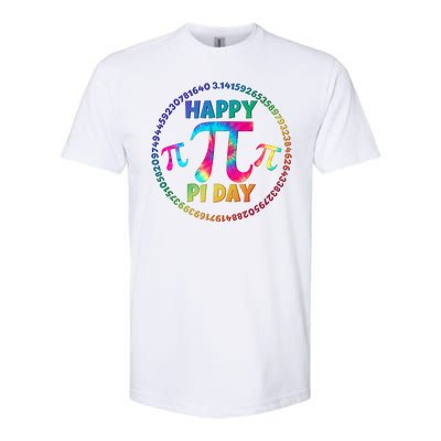 Happy Pi 3.14 Day Rainbow Tie Dye Softstyle® CVC T-Shirt