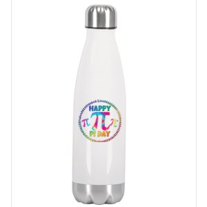 Happy Pi 3.14 Day Rainbow Tie Dye Stainless Steel Insulated Water Bottle