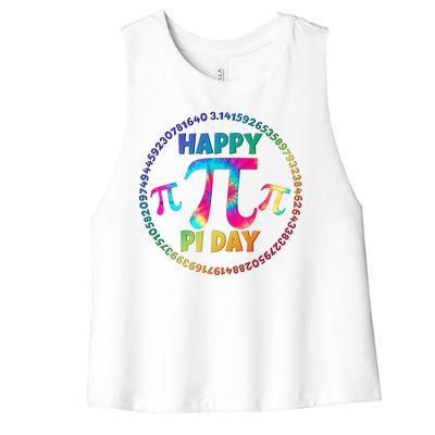 Happy Pi 3.14 Day Rainbow Tie Dye Women's Racerback Cropped Tank