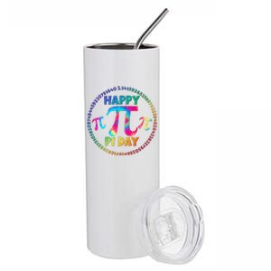 Happy Pi 3.14 Day Rainbow Tie Dye Stainless Steel Tumbler