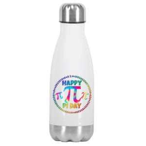 Happy Pi 3.14 Day Rainbow Tie Dye Stainless Steel Insulated Water Bottle