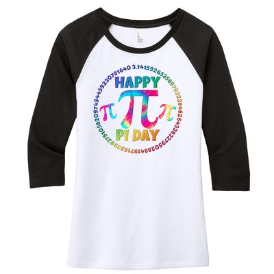 Happy Pi 3.14 Day Rainbow Tie Dye Women's Tri-Blend 3/4-Sleeve Raglan Shirt