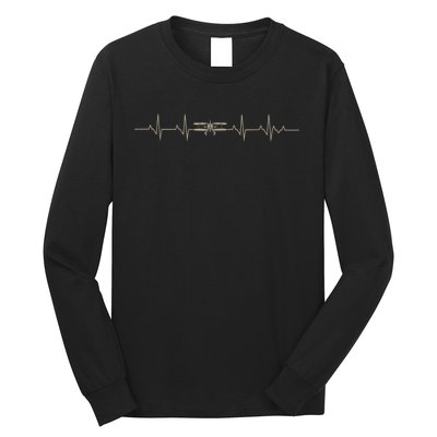 Heartbeat Plane Aviation Aircraft Flying Airplane Pilot Long Sleeve Shirt