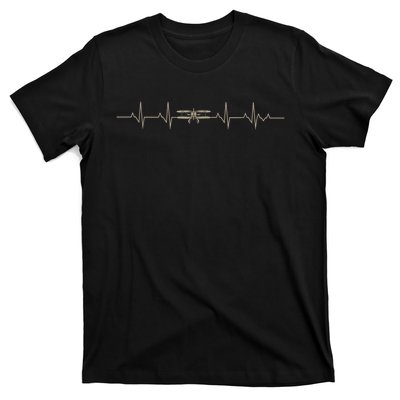 Heartbeat Plane Aviation Aircraft Flying Airplane Pilot T-Shirt