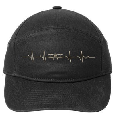 Heartbeat Plane Aviation Aircraft Flying Airplane Pilot 7-Panel Snapback Hat