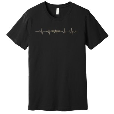 Heartbeat Plane Aviation Aircraft Flying Airplane Pilot Premium T-Shirt