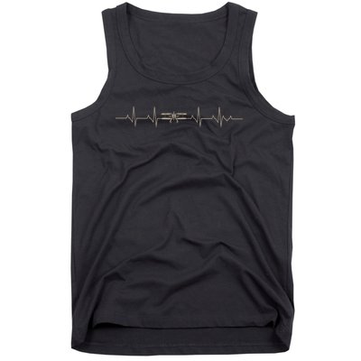 Heartbeat Plane Aviation Aircraft Flying Airplane Pilot Tank Top