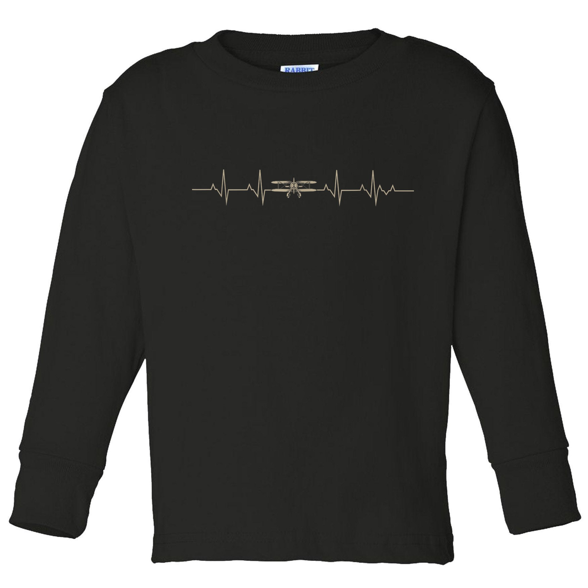 Heartbeat Plane Aviation Aircraft Flying Airplane Pilot Toddler Long Sleeve Shirt