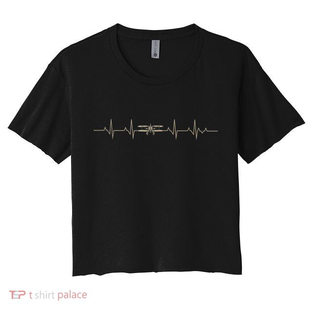 Heartbeat Plane Aviation Aircraft Flying Airplane Pilot Crop Top