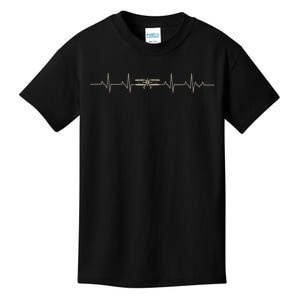 Heartbeat Plane Aviation Aircraft Flying Airplane Pilot Kids T-Shirt