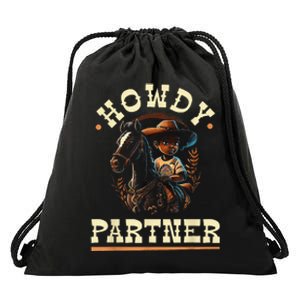 Howdy Partner African American Rodeo Cowboy Drawstring Bag