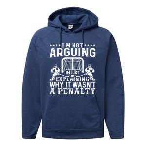 Hockey Player Arguing Gift Funny Hockey Gift Performance Fleece Hoodie