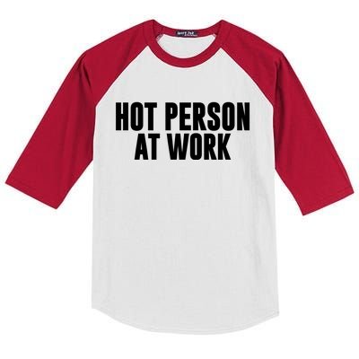 Hot Person At Work Funny Sarcastic Humor Kids Colorblock Raglan Jersey