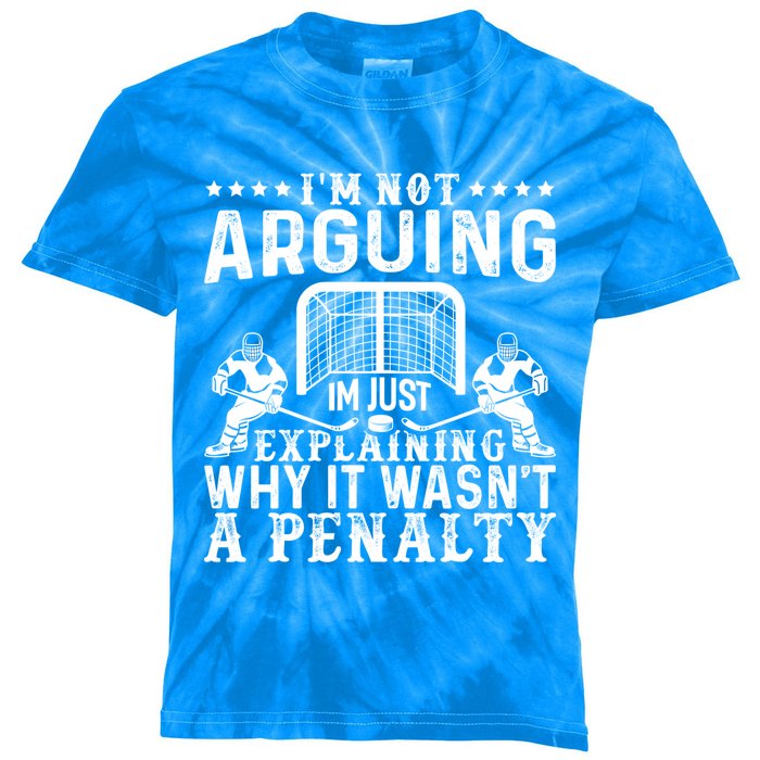 Hockey Player Arguing Gift Funny Hockey Gift Kids Tie-Dye T-Shirt