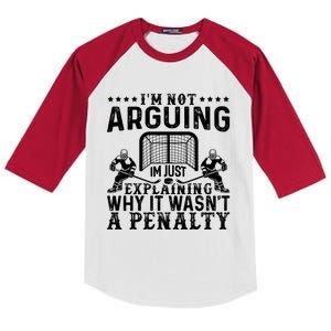 Hockey Player Arguing Gift Funny Hockey Gift Kids Colorblock Raglan Jersey