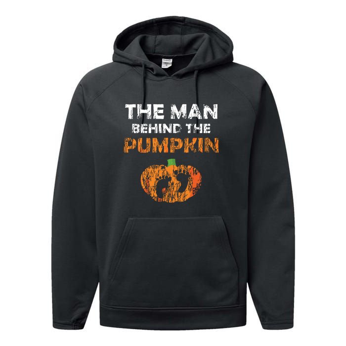 Halloween Pregnancy Announcement The Man Behind The Pumpkin Performance Fleece Hoodie