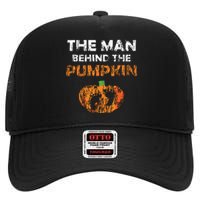 Halloween Pregnancy Announcement The Man Behind The Pumpkin High Crown Mesh Back Trucker Hat