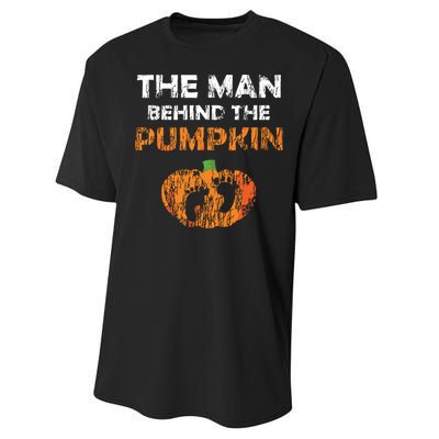 Halloween Pregnancy Announcement The Man Behind The Pumpkin Performance Sprint T-Shirt