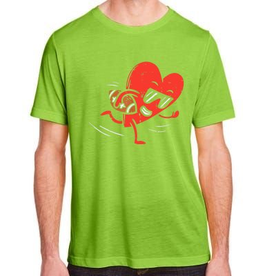 Heart Playing American Football Valentines Day Sports Boys T Adult ChromaSoft Performance T-Shirt