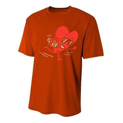 Heart Playing American Football Valentines Day Sports Boys T Performance Sprint T-Shirt