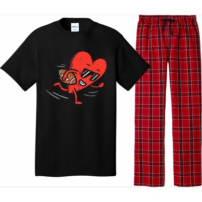 Heart Playing American Football Valentines Day Sports Boys T Pajama Set