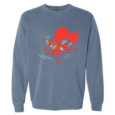 Heart Playing American Football Valentines Day Sports Boys T Garment-Dyed Sweatshirt