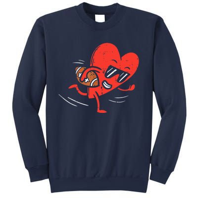 Heart Playing American Football Valentines Day Sports Boys T Sweatshirt