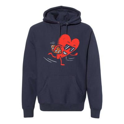 Heart Playing American Football Valentines Day Sports Boys T Premium Hoodie