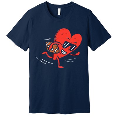 Heart Playing American Football Valentines Day Sports Boys T Premium T-Shirt