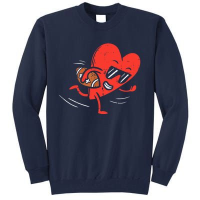 Heart Playing American Football Valentines Day Sports Boys T Tall Sweatshirt