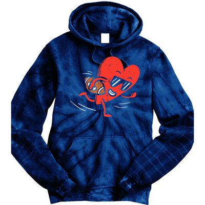 Heart Playing American Football Valentines Day Sports Boys T Tie Dye Hoodie