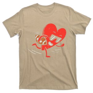 Heart Playing American Football Valentines Day Sports Boys T T-Shirt