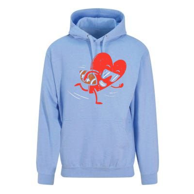 Heart Playing American Football Valentines Day Sports Boys T Unisex Surf Hoodie