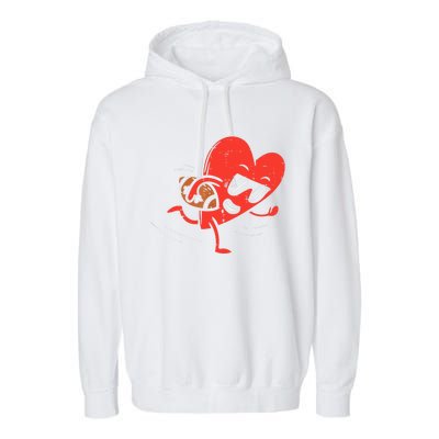 Heart Playing American Football Valentines Day Sports Boys T Garment-Dyed Fleece Hoodie