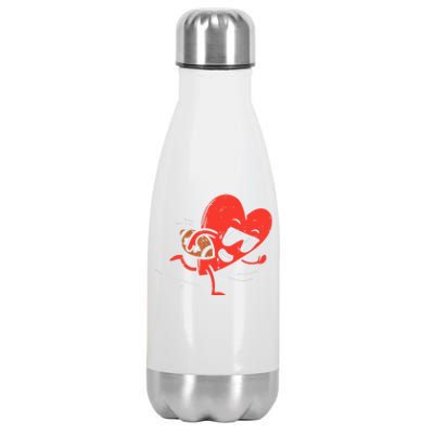 Heart Playing American Football Valentines Day Sports Boys T Stainless Steel Insulated Water Bottle