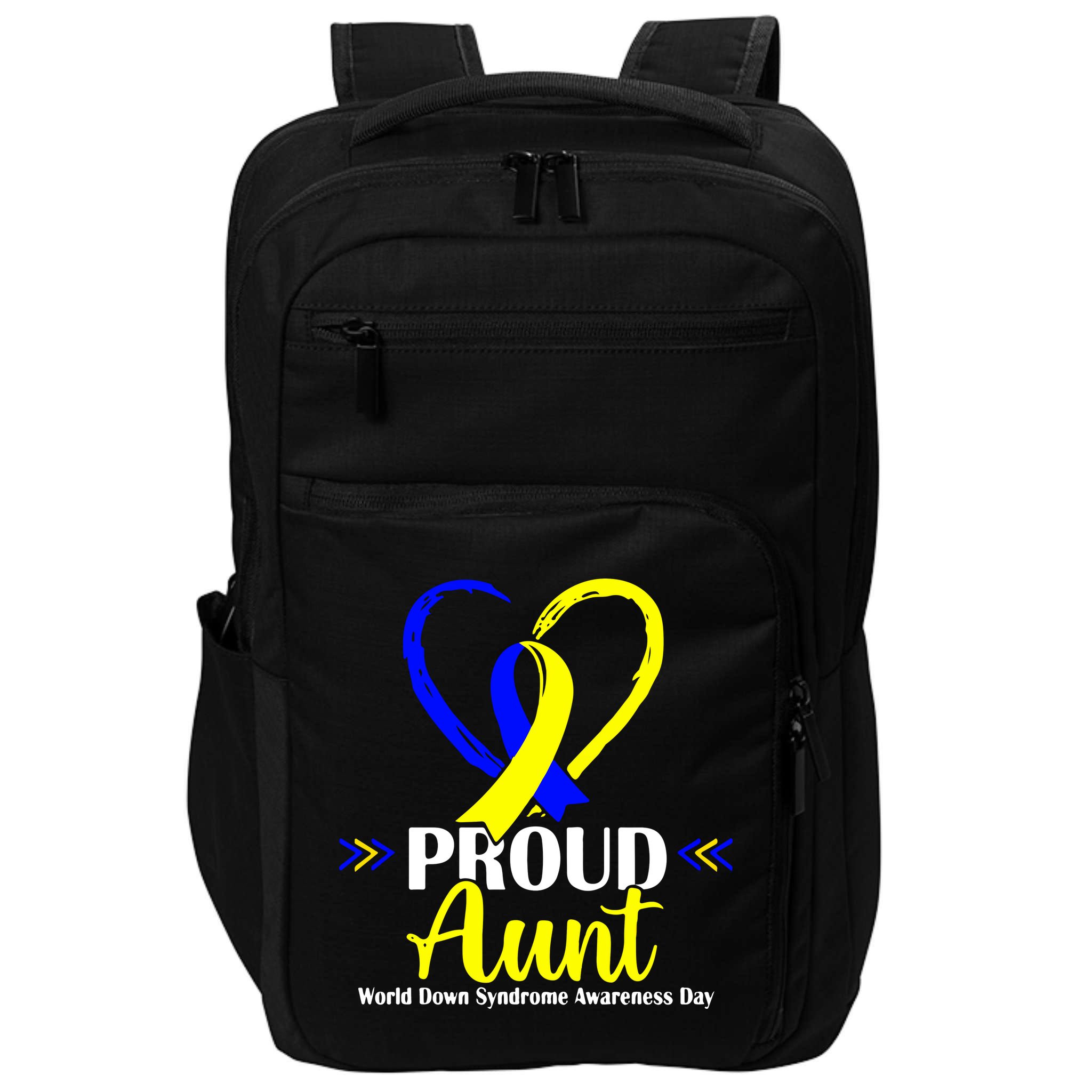 Heart Proud Aunt World Down Syndrome Awareness Day Gift Impact Tech Backpack